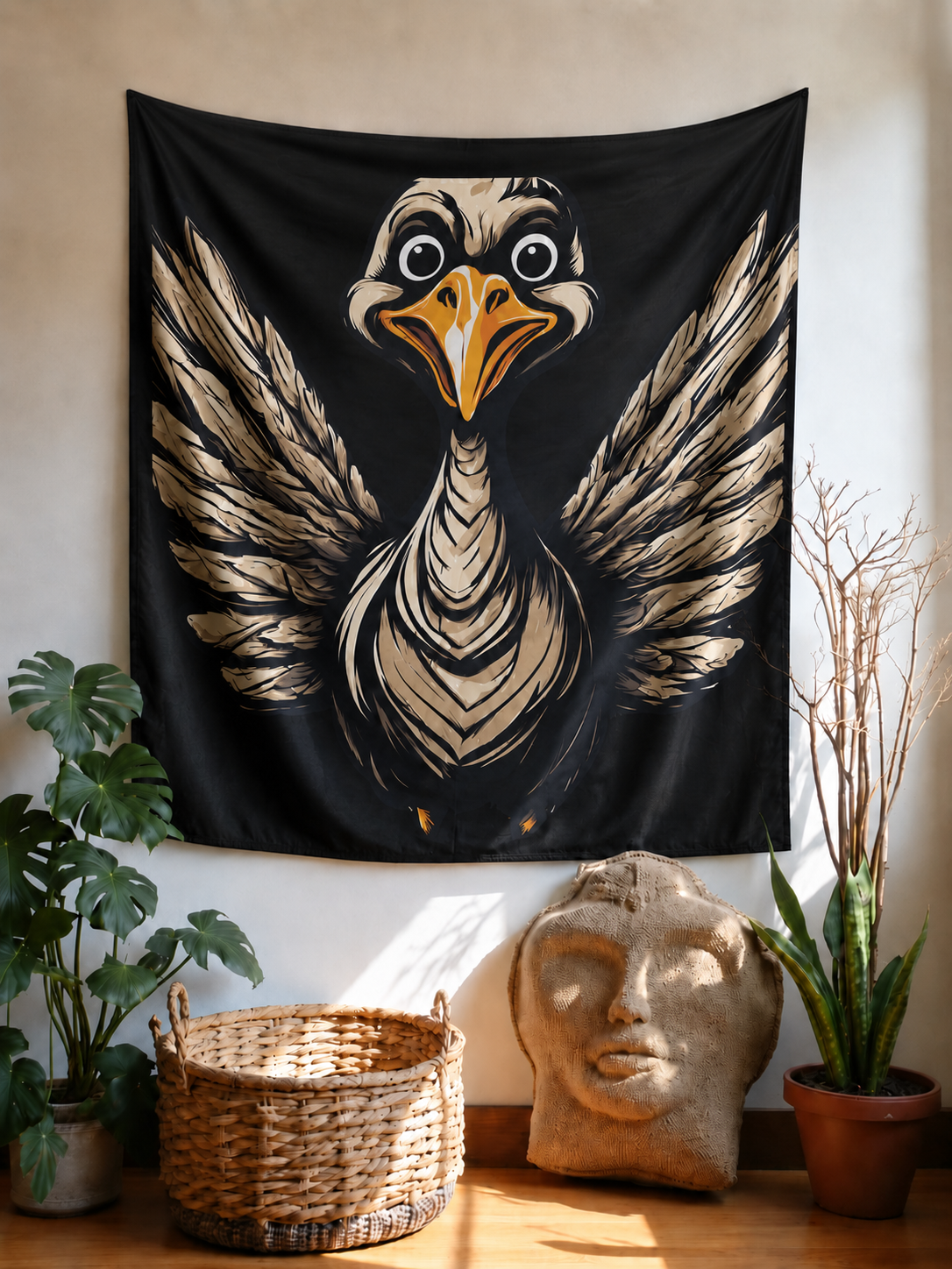 Quirky Ostrich Expression Tapestry