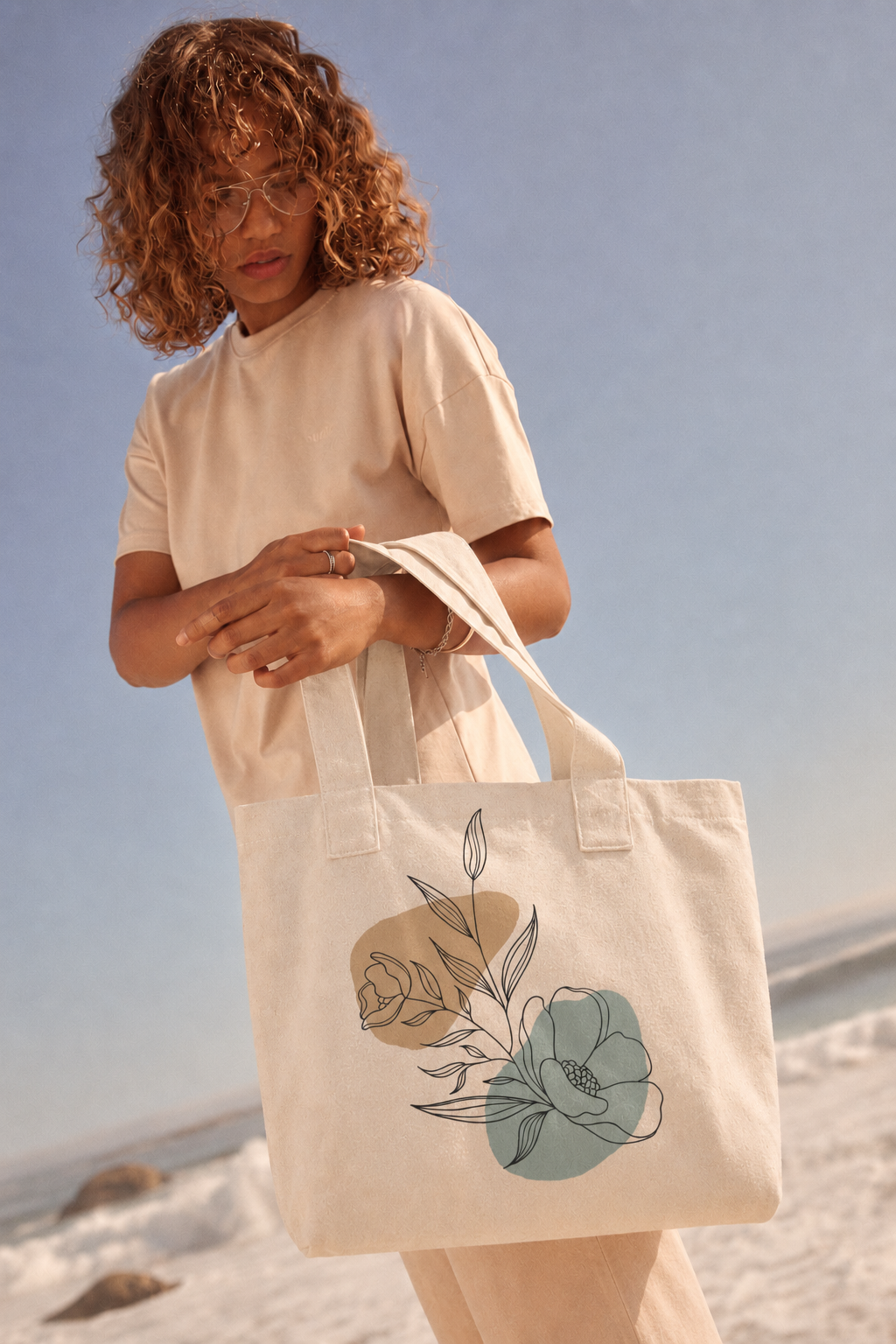 Minimalist Wildflower Sketch Tote Bag