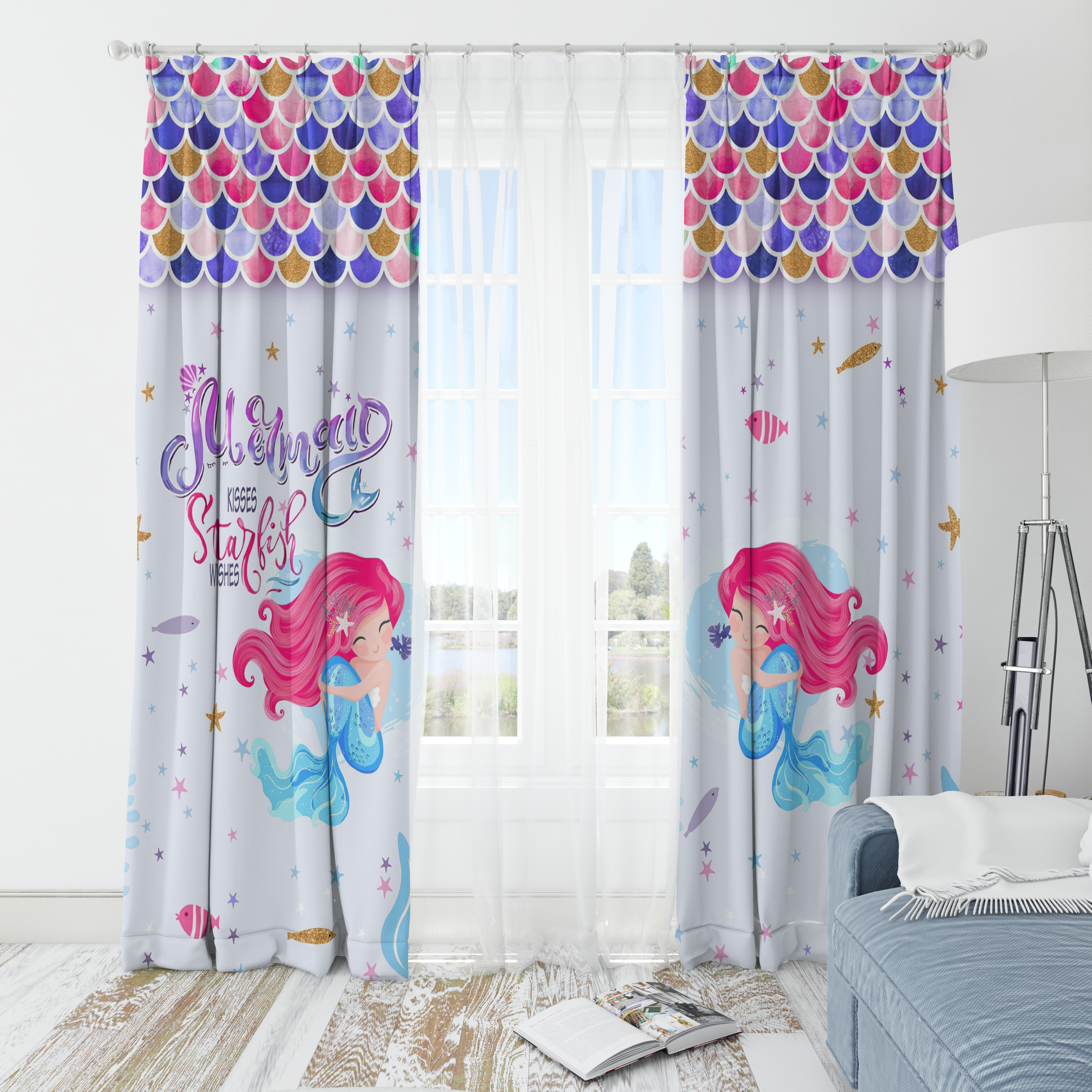 Mermaid Wishes Kids Nursery Curtain