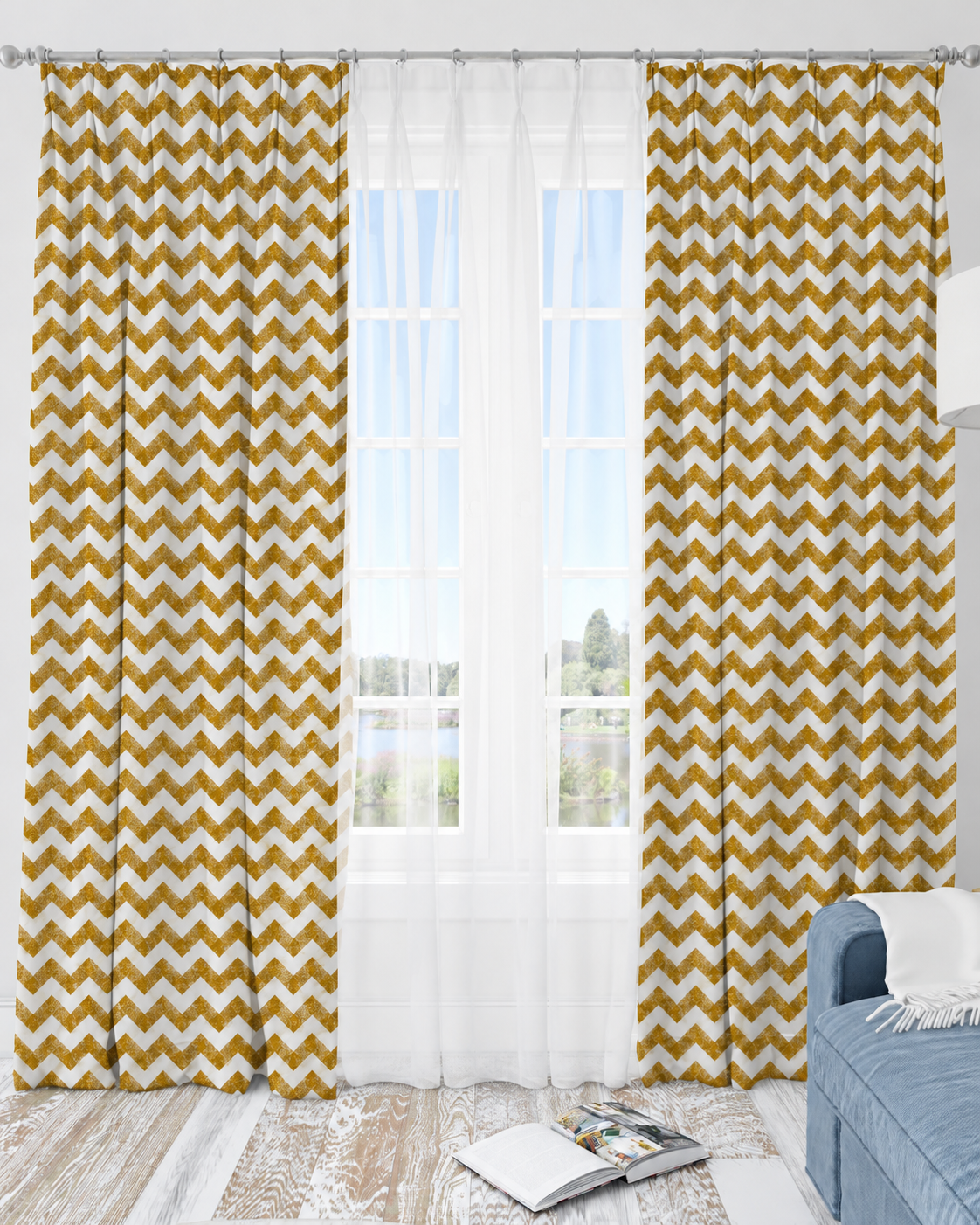 Mustard Chevron Curtain