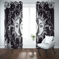 Celestial Sun & Moon Gothic Curtain – Monochrome