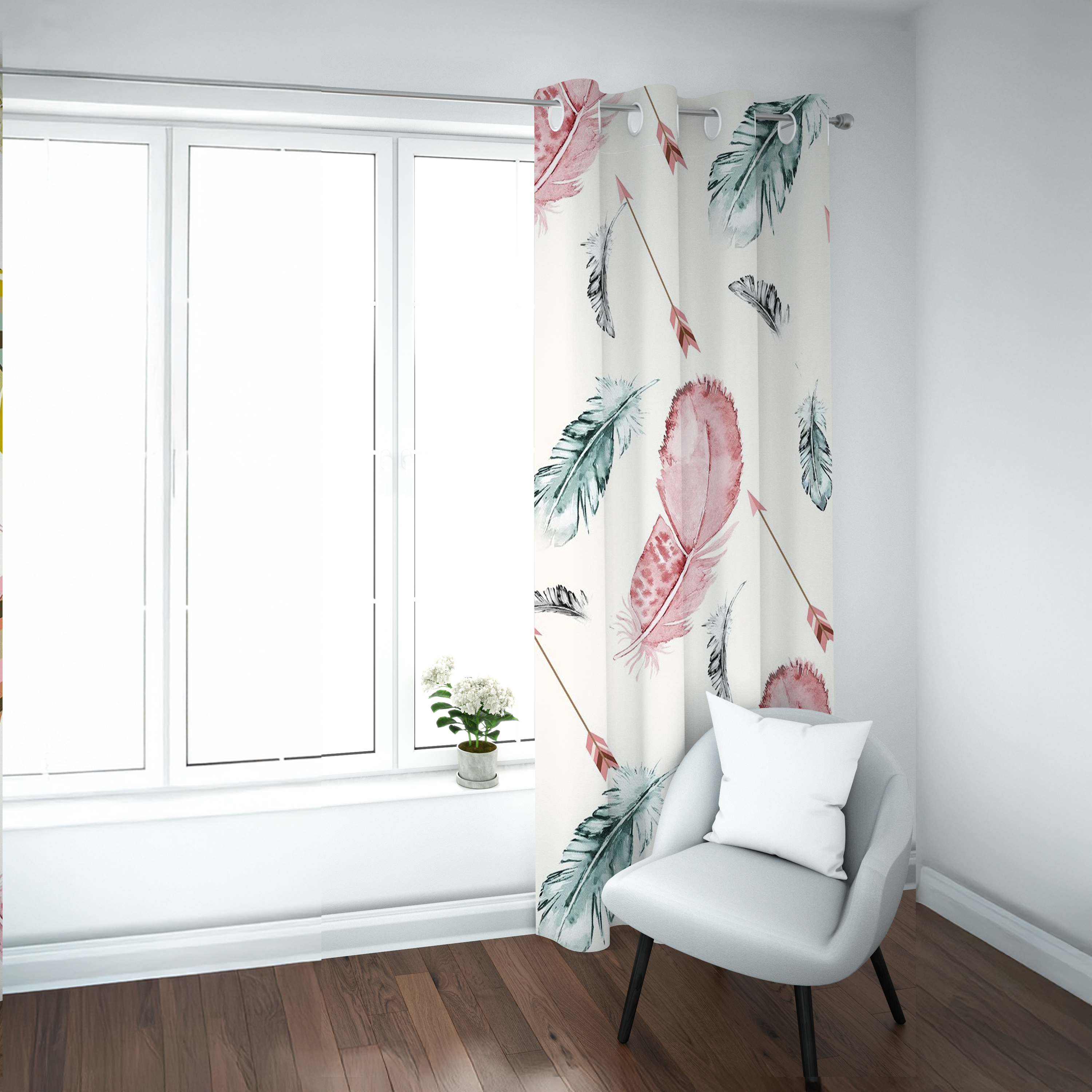 Painted Plumes & Arrows Bohemian Curtain