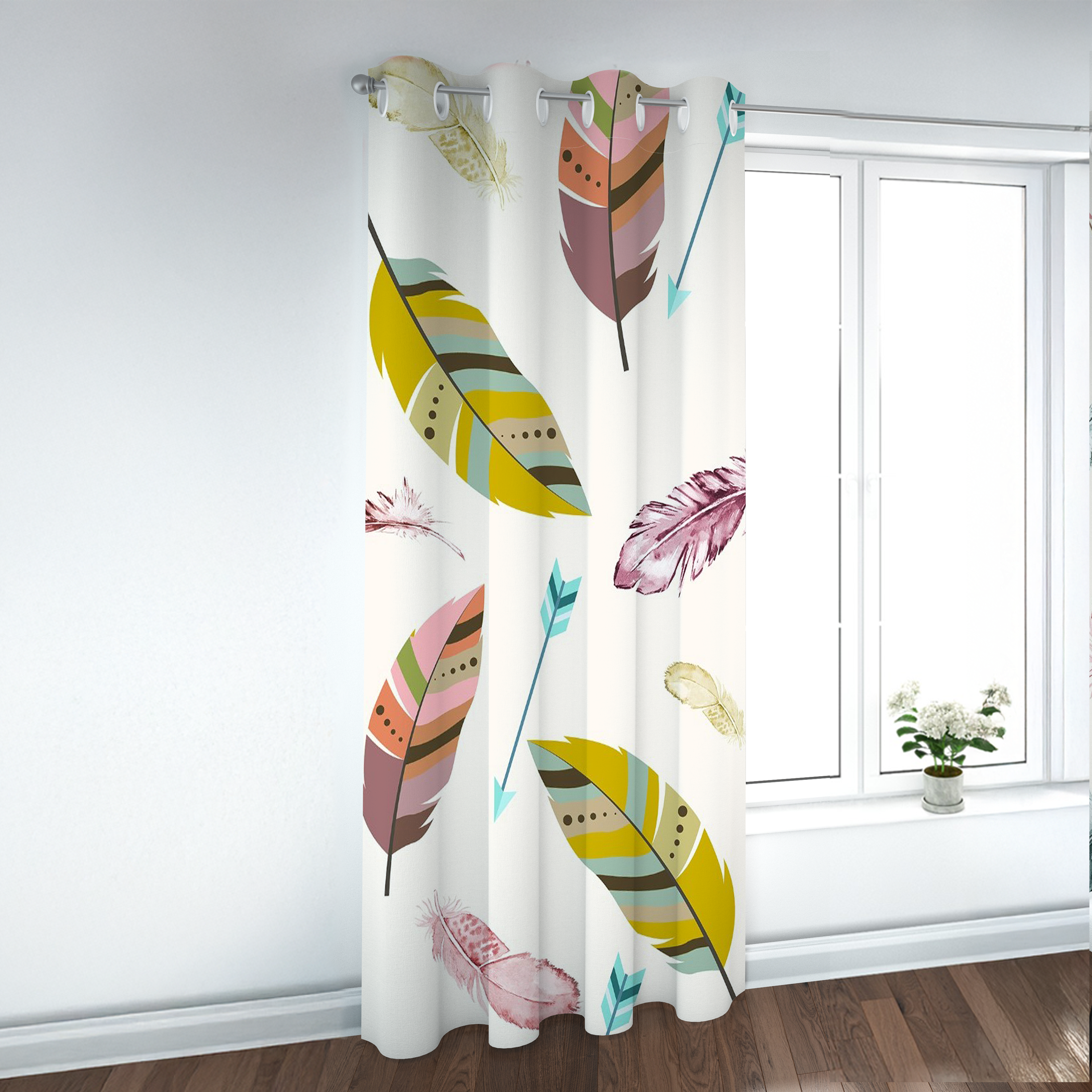 Painted Plumes & Arrows Bohemian Curtain
