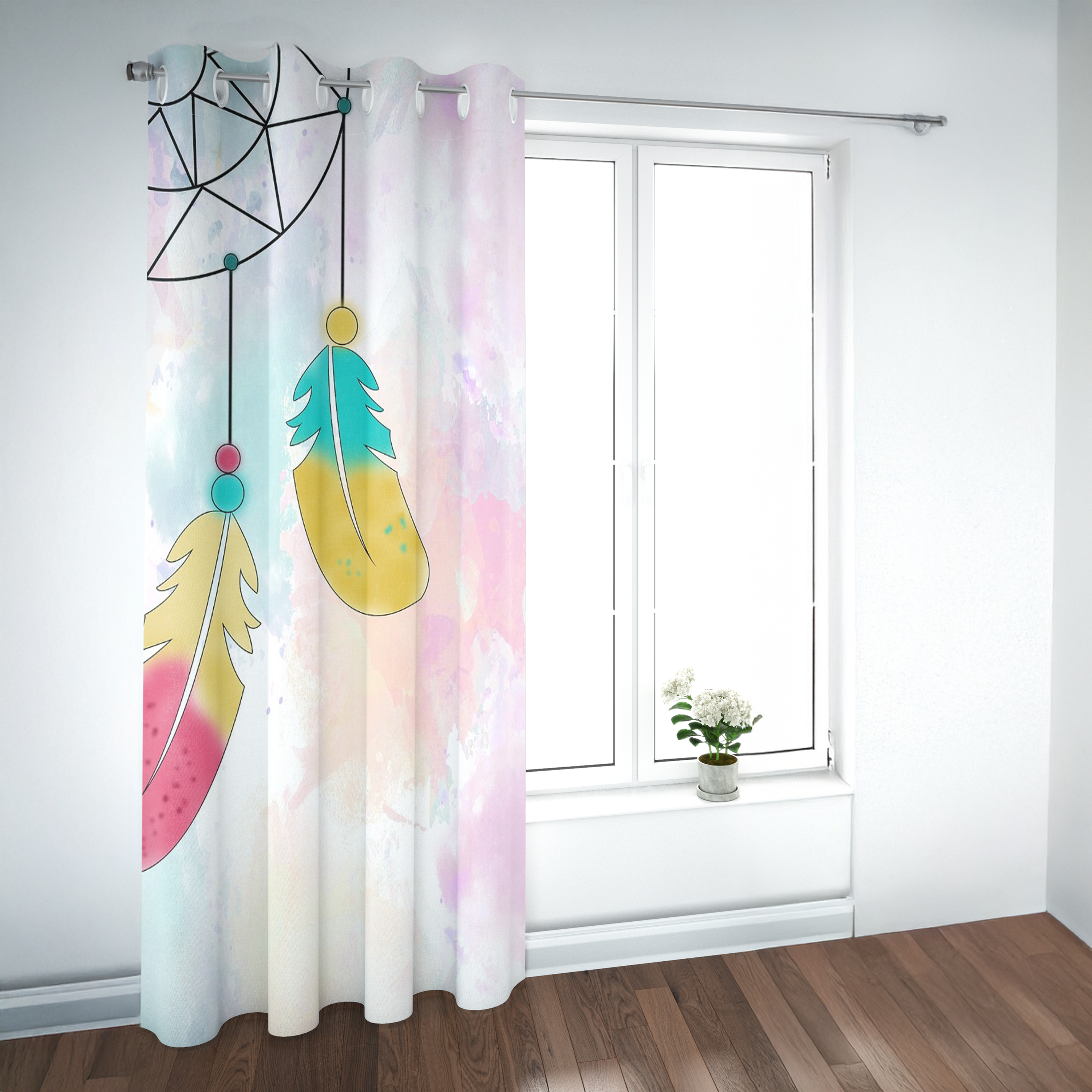 Watercolor Dreamer Dreamcatcher Curtain