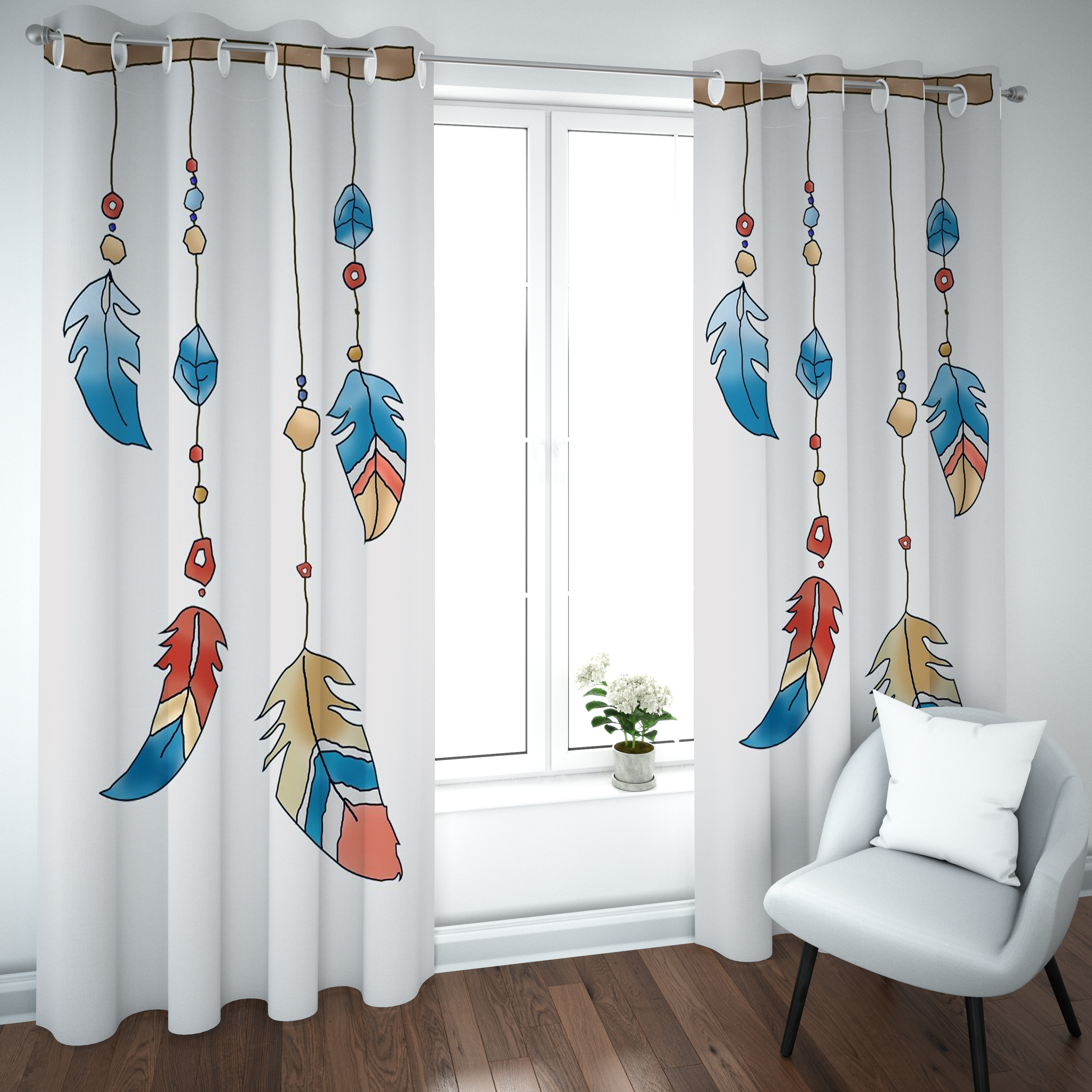 Hanging Talisman Bead & Feather Curtain