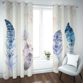 Aztec Indigo Painted Feathers Curtain
