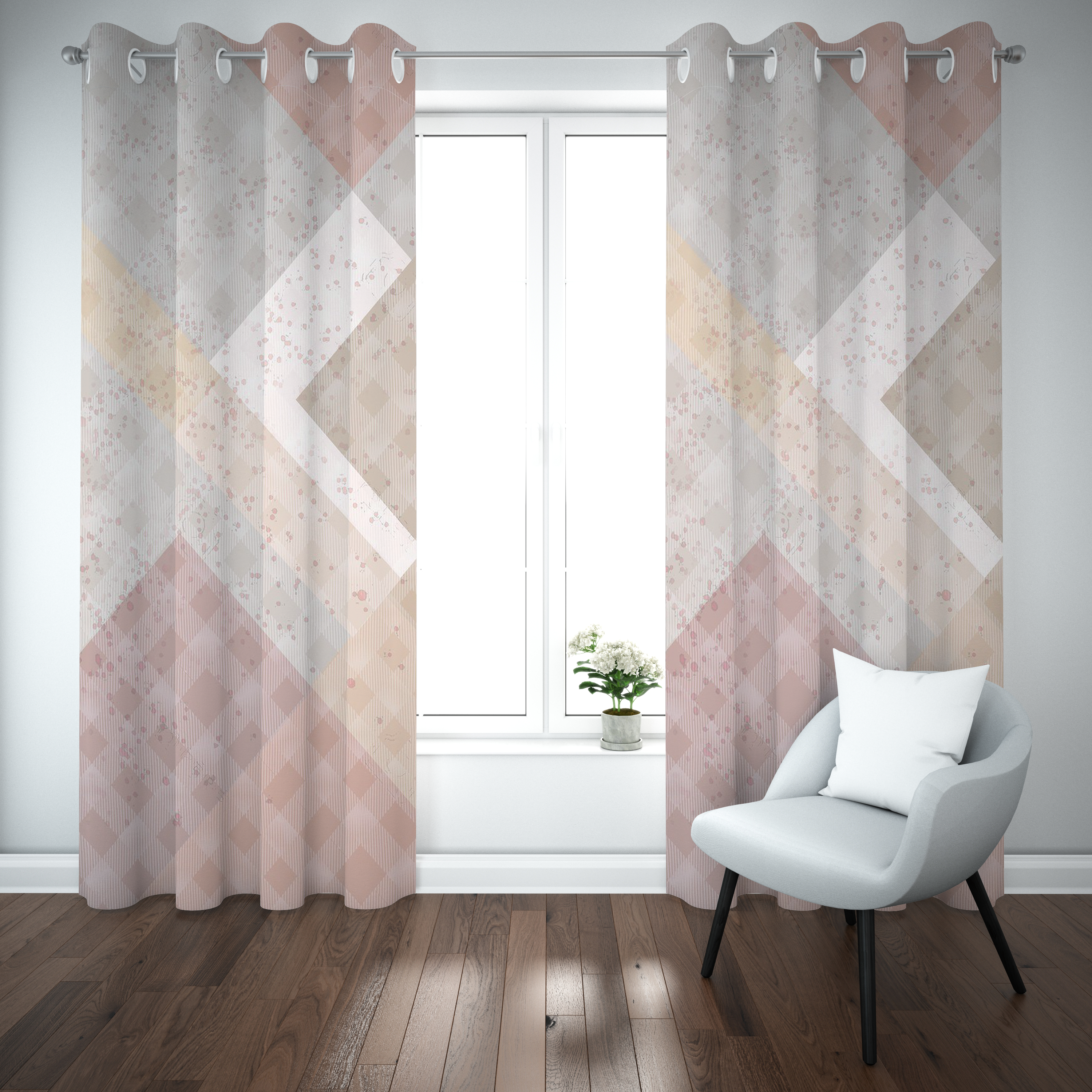 Desert Rose Distressed Plaid Curtain