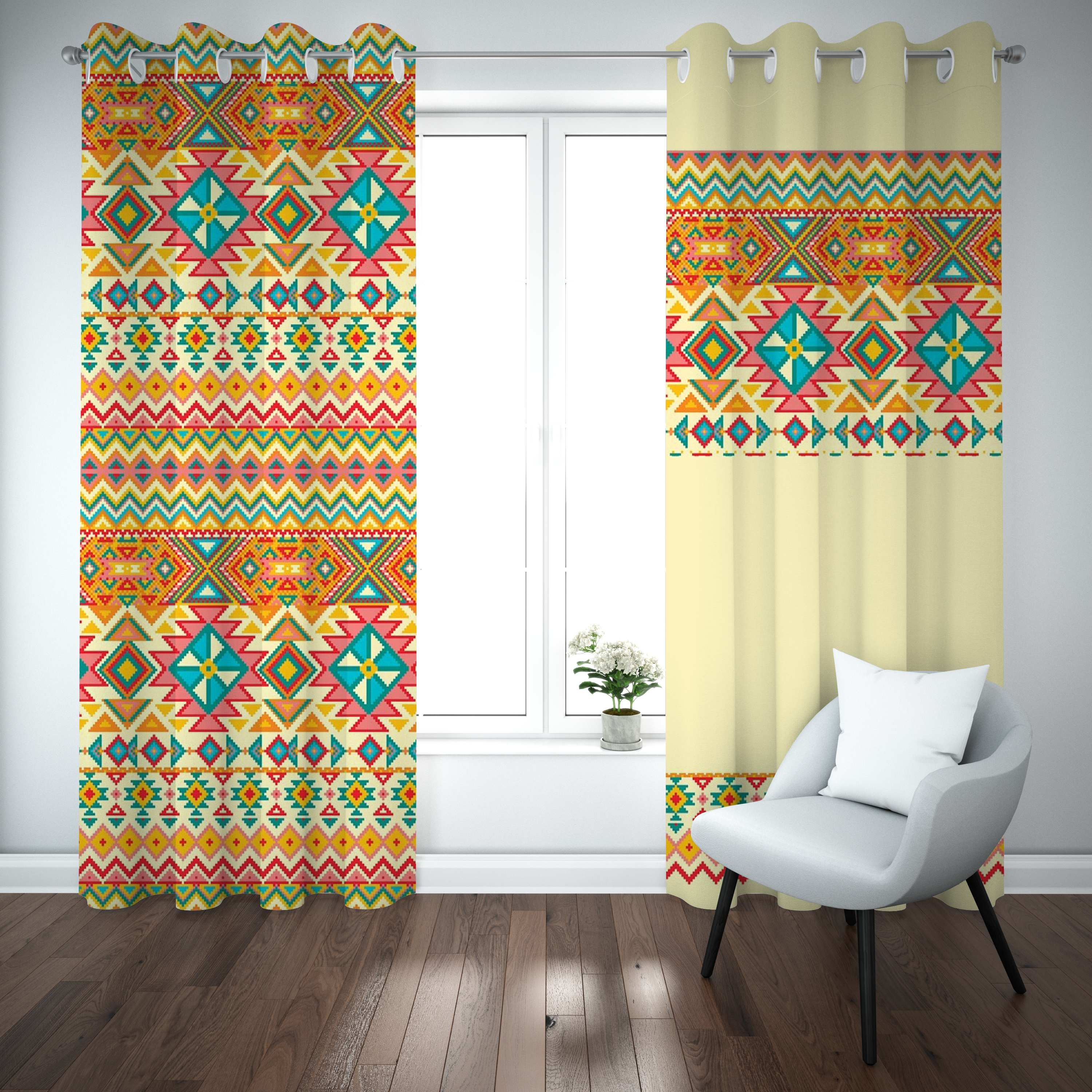 Aztec Asymmetrical Curtain