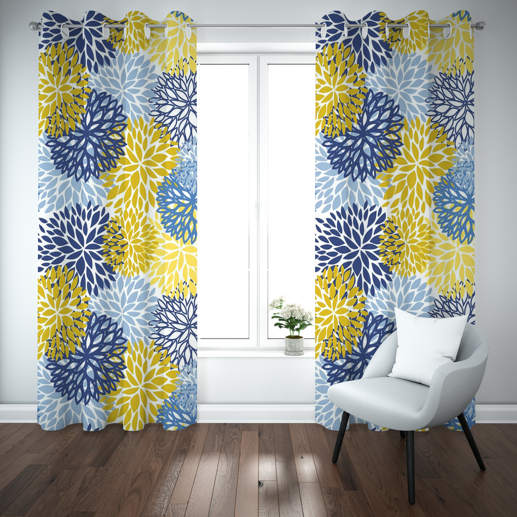 Citron & Sapphire Bloom Curtain