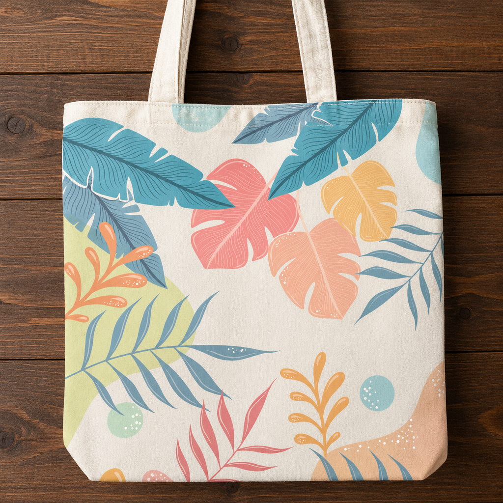 Pastel Retro Tropical Oasis Tote Bag
