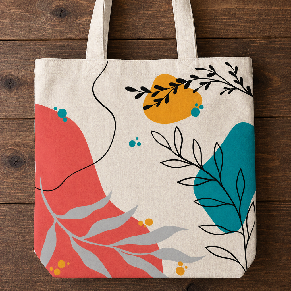 Abstract Mid-Century Boho Shapes Tote Bag