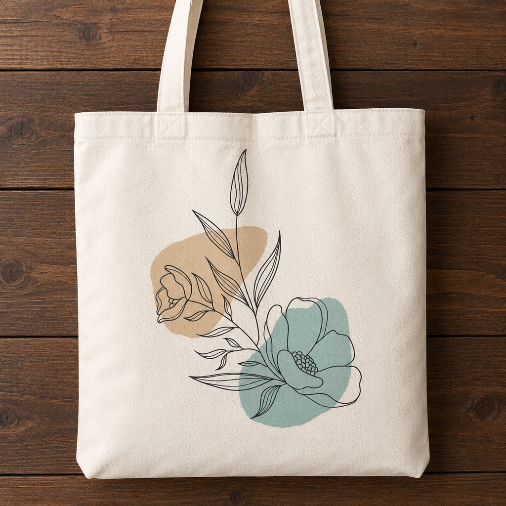 Minimalist Wildflower Sketch Tote Bag