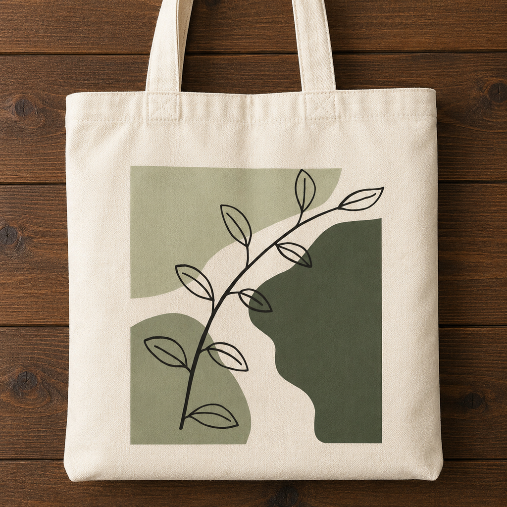 Sage & Olive Geometric Leaf Grid Tote Bag