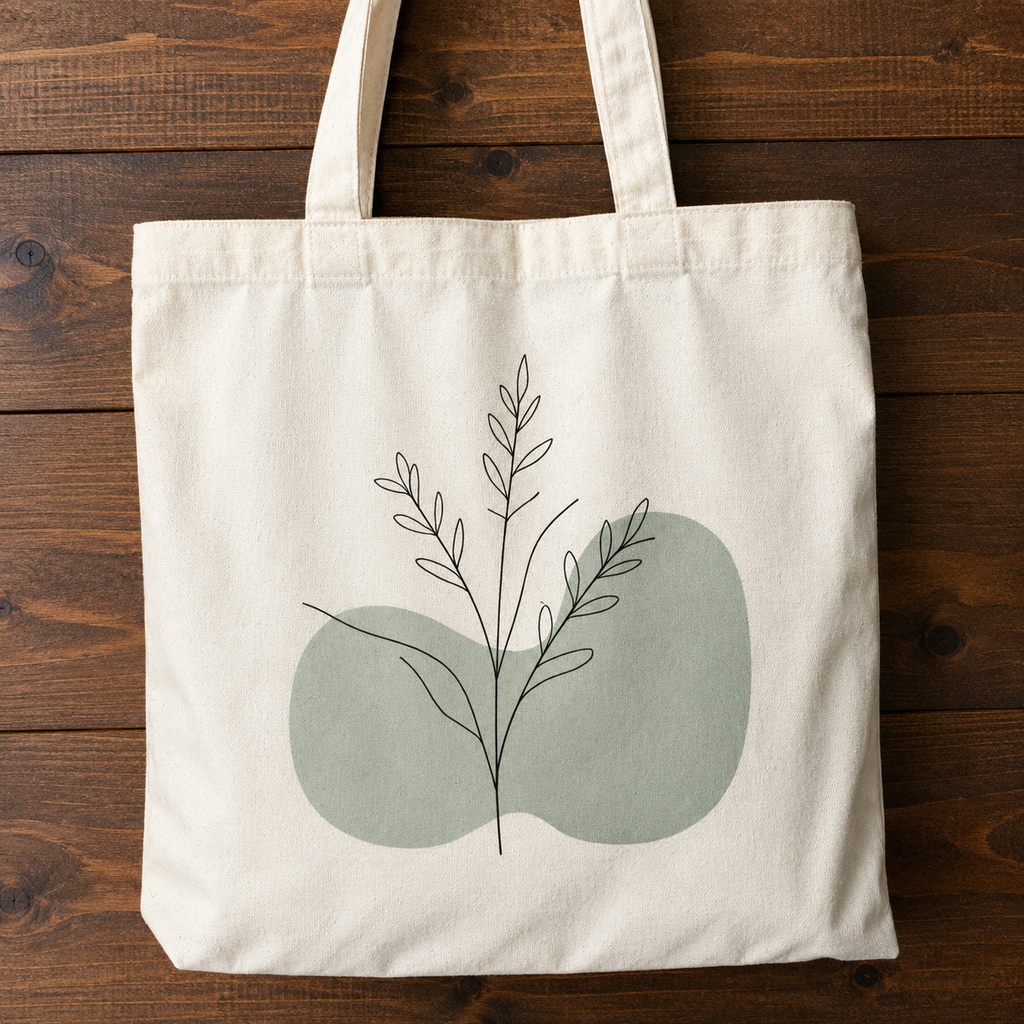 Delicate Meadow Herbs Line Art Tote Bag