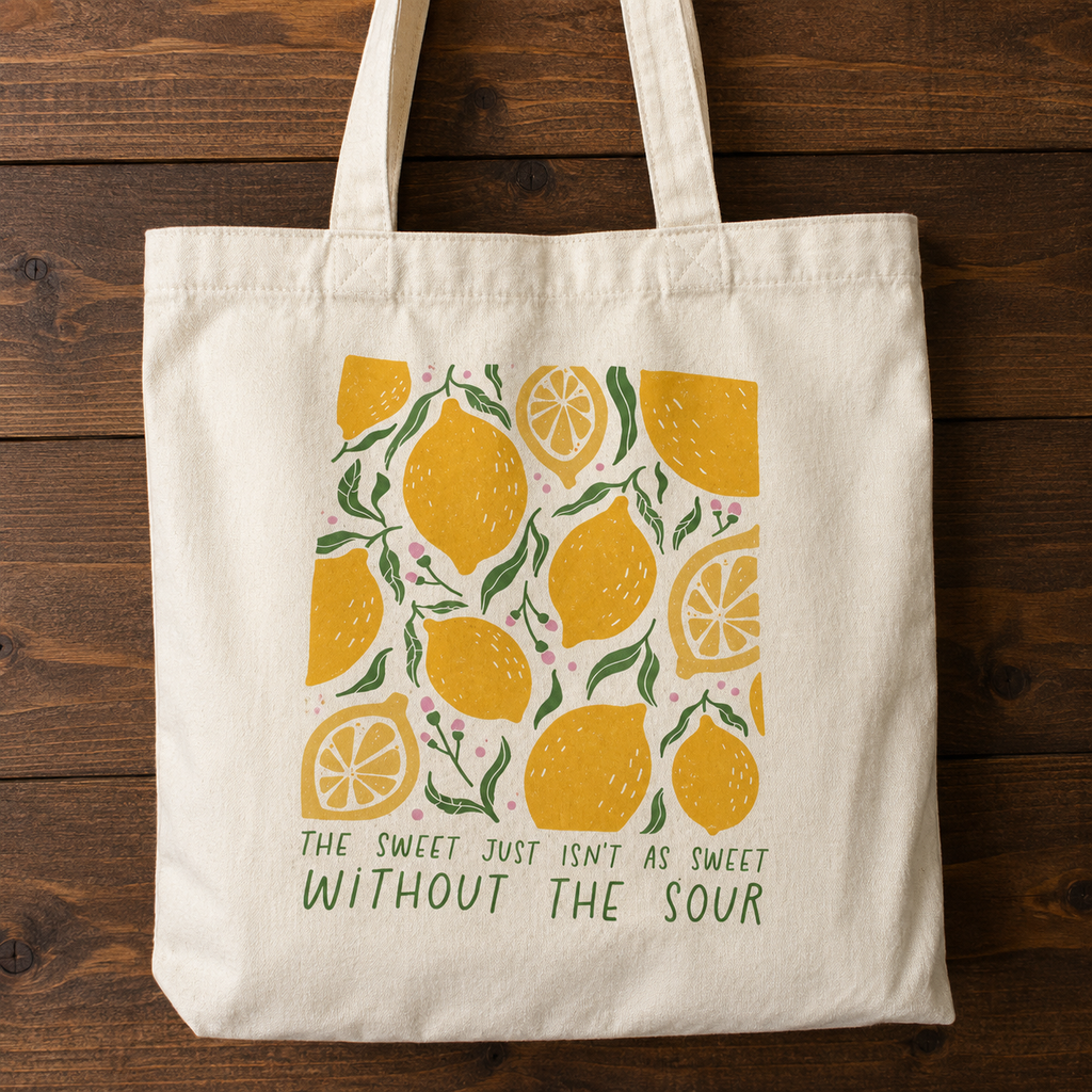 Zesty Citrus Lemon Illustrated Tote Bag