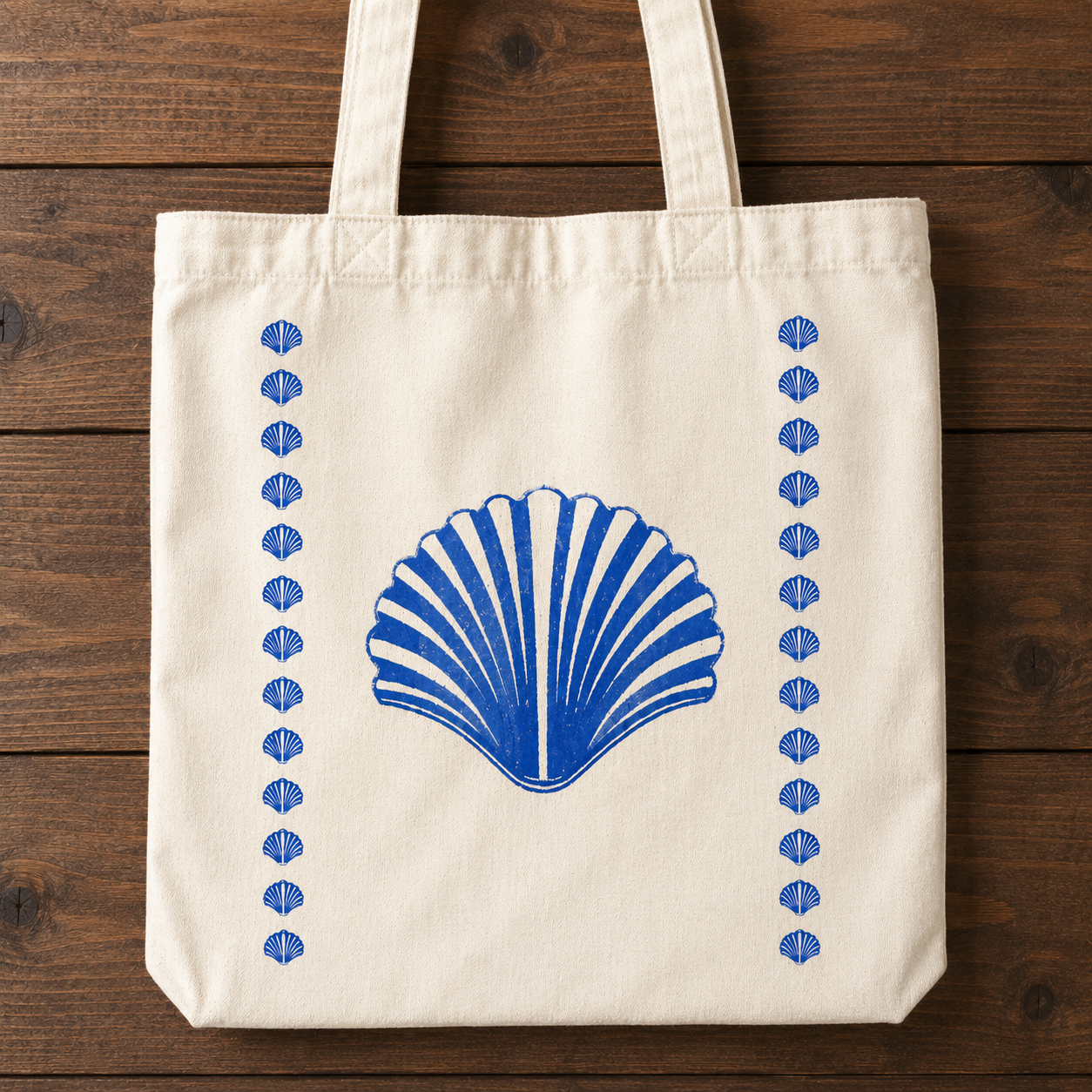 Nautical Cobalt Blue Seashell Tote Bag