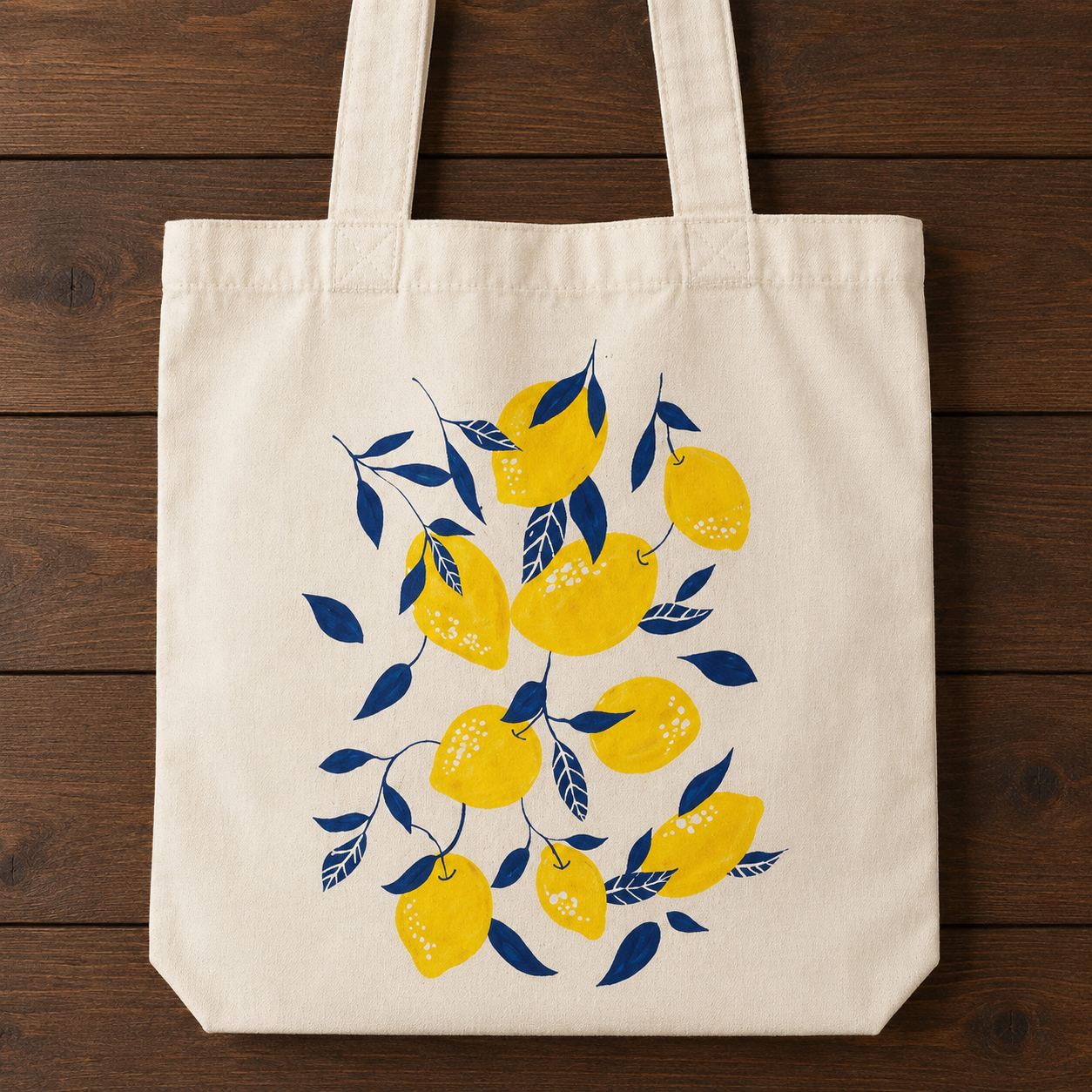 Indigo & Lemon Orchard Canvas Tote Bag