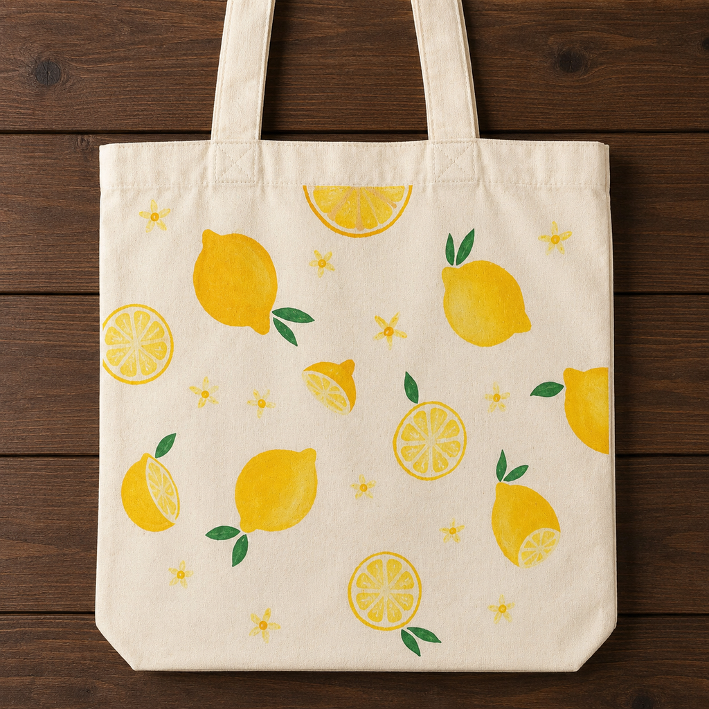 Bright Citrus Pattern & Blossom Tote Bag