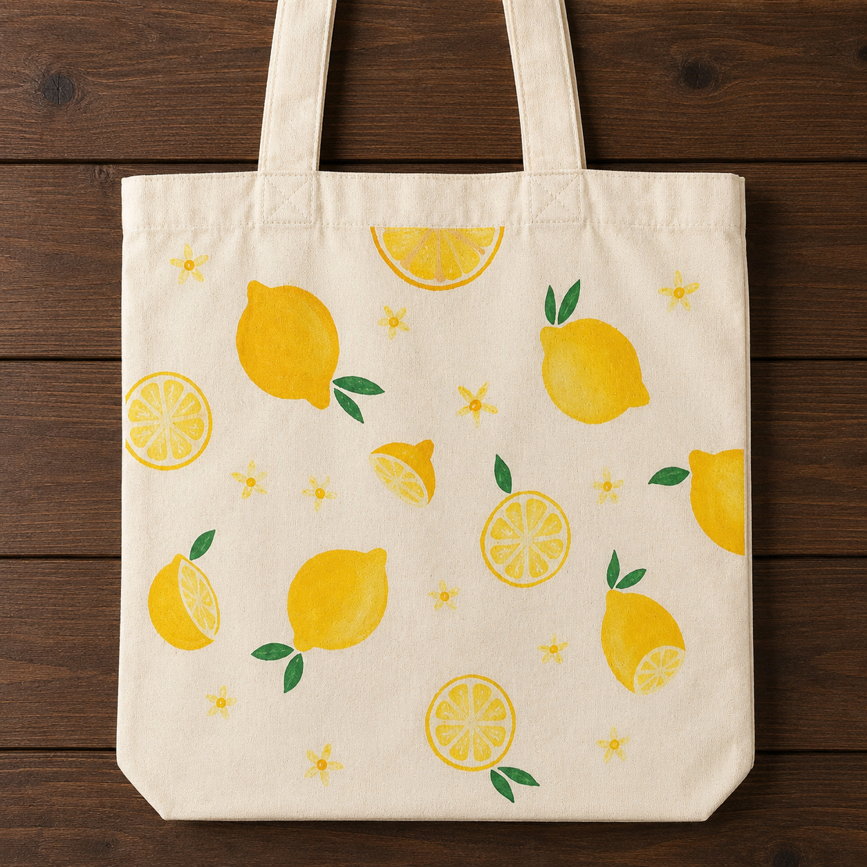 Bright Citrus Pattern & Blossom Tote Bag