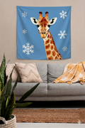 Whimsical Winter Giraffe Wall Tapestr