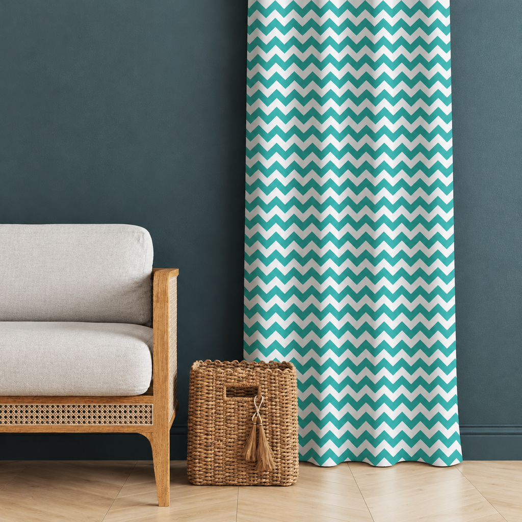 Teal Chevron Curtain