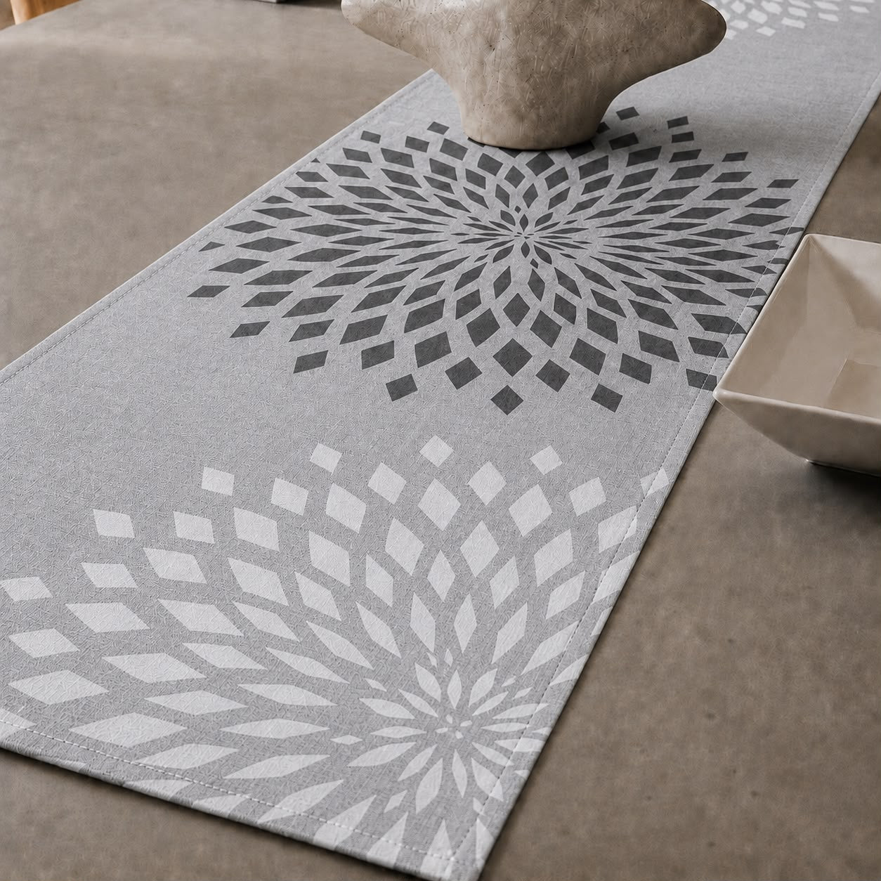 Grey Minimalist Branch Table Runner