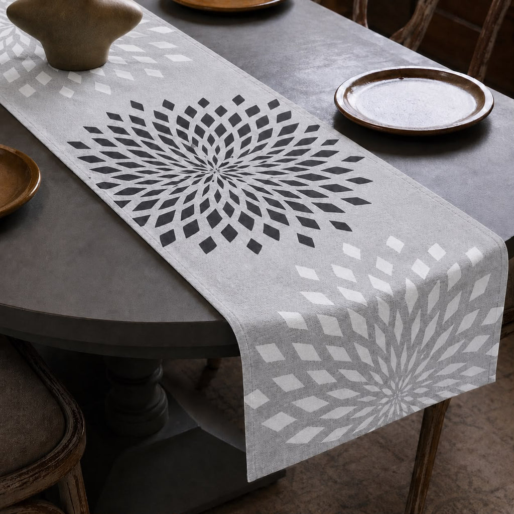 Grey Minimalist Branch Table Runner