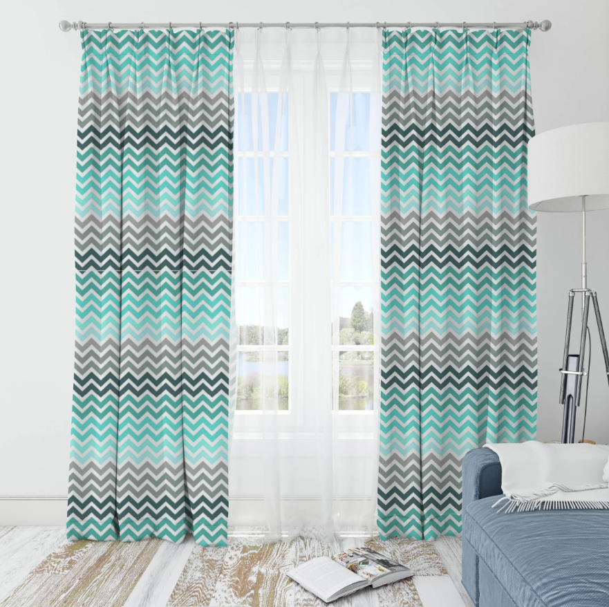 Blue Zigzag Curtain
