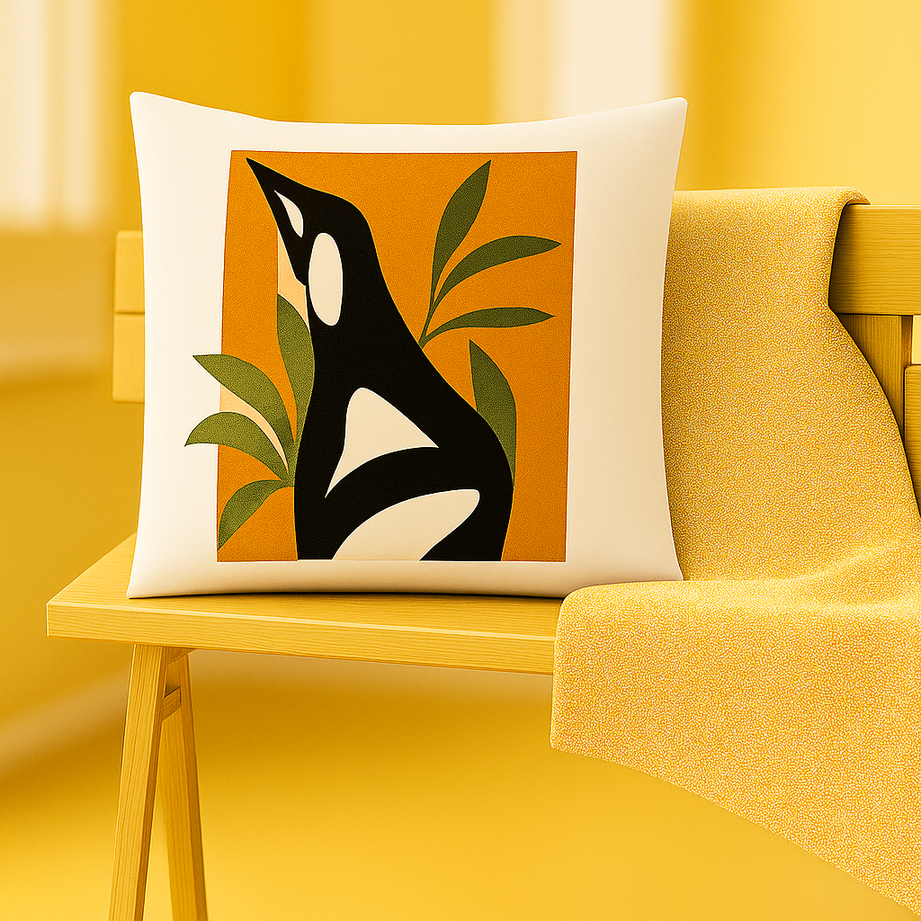 Abstract Flora Noir Cushion